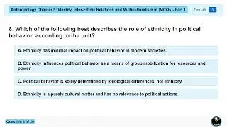 Anthropology Chapter 5 MCQs: Identity, Inter-Ethnic Relations, and Multiculturalism | Part 1