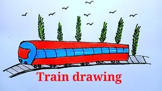 Train drawing step by step/Train drawing easy/How to draw a train easily/Sunflower Art1