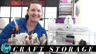 Craft Room Storage - Craft Cart Die Machine, Paint, & Stamping Storage  - Plus Brush Organization