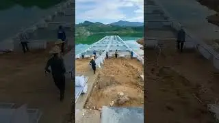 Build a pontoon bridge over the water