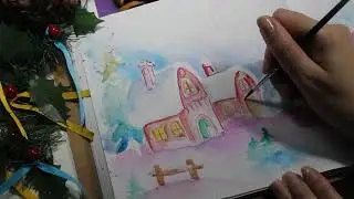 I used GLUE to create this winter magic! Mixed media process