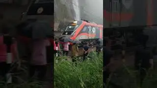Kp waterfall Orange Vande Bharat crossing #trending #railtrack #vandebharatexpress #train