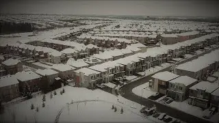 4k Drone flight and car driving over the snow, in Newmarket, ON ( Toronto Area) in the Winter 2021