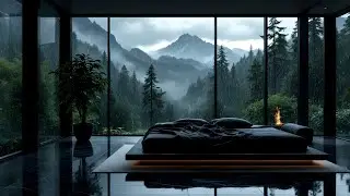 Minimalist Bedroom | Gentle Rain & Distant Mountains 🌧️ | Sleep, Study, Relax