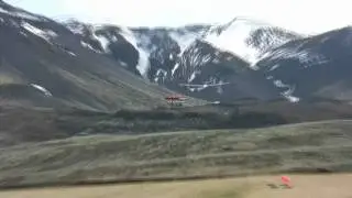 Glider landing at Sandskei&eth;i glider airport (Alexander Schleicher 21) in HD