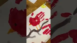 Handprint Cardinals! Homeschool Art!🫶🏻 #HomeFreeAlaska #Alaska #Shorts #HomeSchool