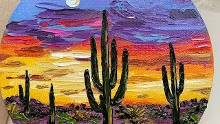 Different colorful paintings of Arizona | Arizona Desert palette knife artwork