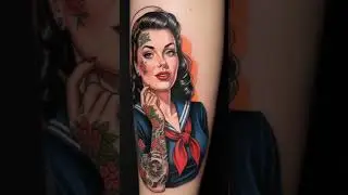 Navy pinup tattoo designs from Tattoo Metaverse #tattoo #tattoometaverse #tattooideas #DreamScreenAI