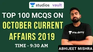 Top 100 MCQs on October Current Affairs 2019 | Abhijeet Mishra