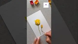 Yellow rose buds in easy strokes using watercolors #wocol #shorts