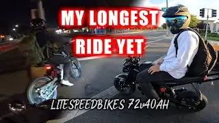 Longest EBIKE RIDE with the SUR RON LITESPEEDBIKES Battery 72v40ah