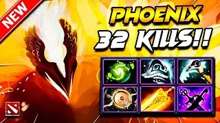 32 Kills PHOENIX DOTA 2 Gameplay | Dota 2 PHOENIX Gameplay | Phoenix Carry Build Pro Gameplay 7.39