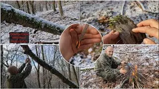 Secret survival skill, Start fire with cherry bark (real test) 28.12.2021