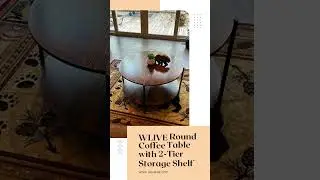 WLIVE Round Coffee Table with 2-Tier Storage Shelf