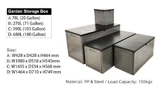 VERTAK Outdoor Garden Storage Box Portable Plastic Storage Bin Containers and Garage Storage Cabinet
