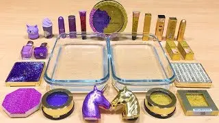 PURPLE vs GOLD ! Mixing Makeup Eyeshadow into Clear Slime! Special Series #66 Satisfying Slime Video