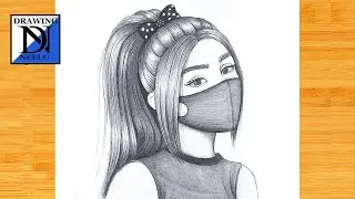 How to draw a Girl wearing Mask - step by step || Pencil sketch for beginner || Girl drawing easy