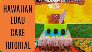 HAWAIIAN LUAU CAKE TUTORIAL USING DUMMY CAKE || Janie's Sweets