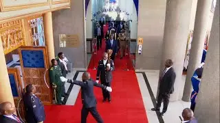 PRESIDENT RUTO ESCORTED BY EALA SPEAKER TO ADDRESSING EALA LEADERS ASSEMLY