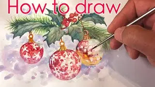 Christmas Holly Leaf🎨How to paint with watercolor for beginners in 