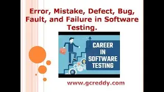 Error, Mistake, Defect, Bug, Fault, and Failure in Software Testing.| G C Reddy |