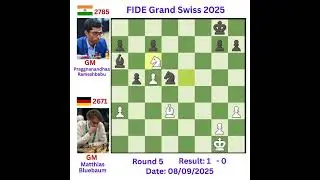 GM Matthias Bluebaum's electrifying win over GM Praggnanandhaa in Round 5 of FIDE Grand Swiss 2025!