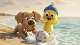 &ldquo;Puppy & Chick&rsquo;s Egg Domino Disaster! 😂🐶🐣 Beach Chaos Gone Wild!&rdquo;@Toonmediastory 