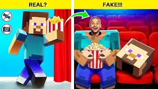 Fake Minecraft vs. Real Minecraft! Challenge: How to Hide Easily in the Movies!