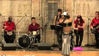 Kelebek Beyaz of NJ belly dancing with Ishtar at Rakkasah East2014-Veil/Drum