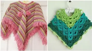 amazing & trendy hand knitted crochet thread made poncho capeshawl kaftan pattern