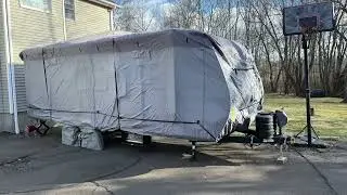 RV Travel Trailer Cover (RVMasking) on a Grand Design Imagine XLS 22MLE