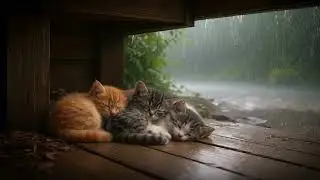 Sleeping Kittens Under the Porch 🌧️🐱 Gentle Rain Sounds for Deep Sleep & Relaxation