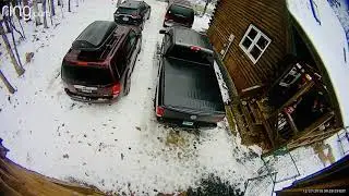 Man Unaware of Slippery Stairs Outside Cabin Slips and Falls Hard - 1094326