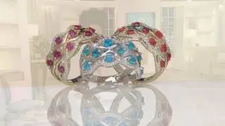 Exotic Gemstone & Diamond Wave Design Band Ring 14K Gold on QVC