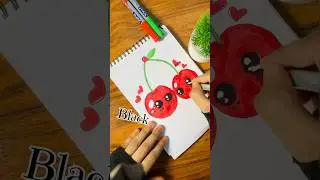 Cute fruit drawing🍒😱☺️#drawing#shorts#oilpastel#fruit#painting#art#easy#kidsdrawing#viral#trending