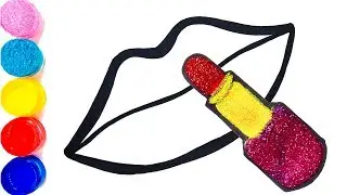 Glitter Toy Lips Lipstick coloring and drawing Painting & Learn Colors for kids | Panda Art TV