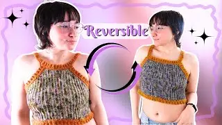 Reversible Crochet Crop Top with Handspun Yarn Border ☀️ Easy Summer Crochet ⭐ Create with Me Vlog