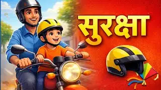 🪁 पतंग का मज़ा, लेकिन सुरक्षा ज़रूरी | Helmet पहनना मत भूलना | Animation Video