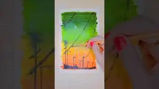 Green String Lights / Acrylic Painting #shorts #satisfying #artwork #ayeshartgallery