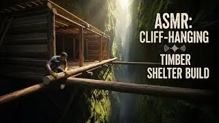 ASMR Off-Grid Build: Cliff-Hanging Timber Shelter Carved Into a Mossy Ravine
