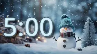 5 Minute Cute Winter Snowman Countdown Timer (Soothing Wind Chimes Alarm)