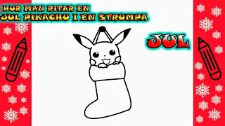 JULTECKNINGAR | Hur Man Ritar En JUL PIKACHU fr&aring;n Pok&eacute;mon| Rita Det Sj&auml;lv | L&auml;r dig att rita enkelt