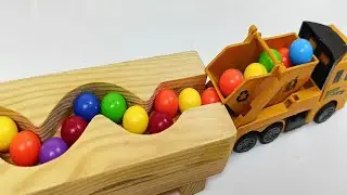 Marble Run ASMR Race ☆ HABA Slope & Dump Truck Excavator Ambulance Forklift Garbage Truck Tractors