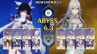 【Genshin Impact Бездна 6.3&ndash;6.4】C0 Колумбина Lunar Charged & C0 Цзибай Lunar Crystallize｜Spiral Abyss