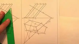 Sección de prisma oblicuo por plano oblicuo. Método 2: por afinidad.