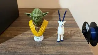 Bambu P1S 3d printing Yoda Star Wars and Christmas reindeer 