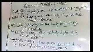 Alage related terms & it's habitat (Botany) for TET/ Tgt medical exam
