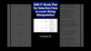SEBI IT 25 Days Study Plan for Selection How to cover String Manipulation    #sebiexam
