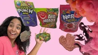 NERDSGUMMYCLUSTERS,AIRHEADSEXTREME,SOURPUNCH BITES | YUMMY EDIBLE SatisfyingSLIMEVideos#slime#asmr