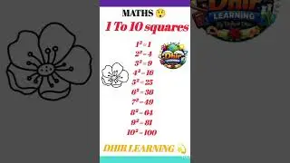 1 To 10 Square of Numbers! || Dhir learning ✨ || Maths || #shorts